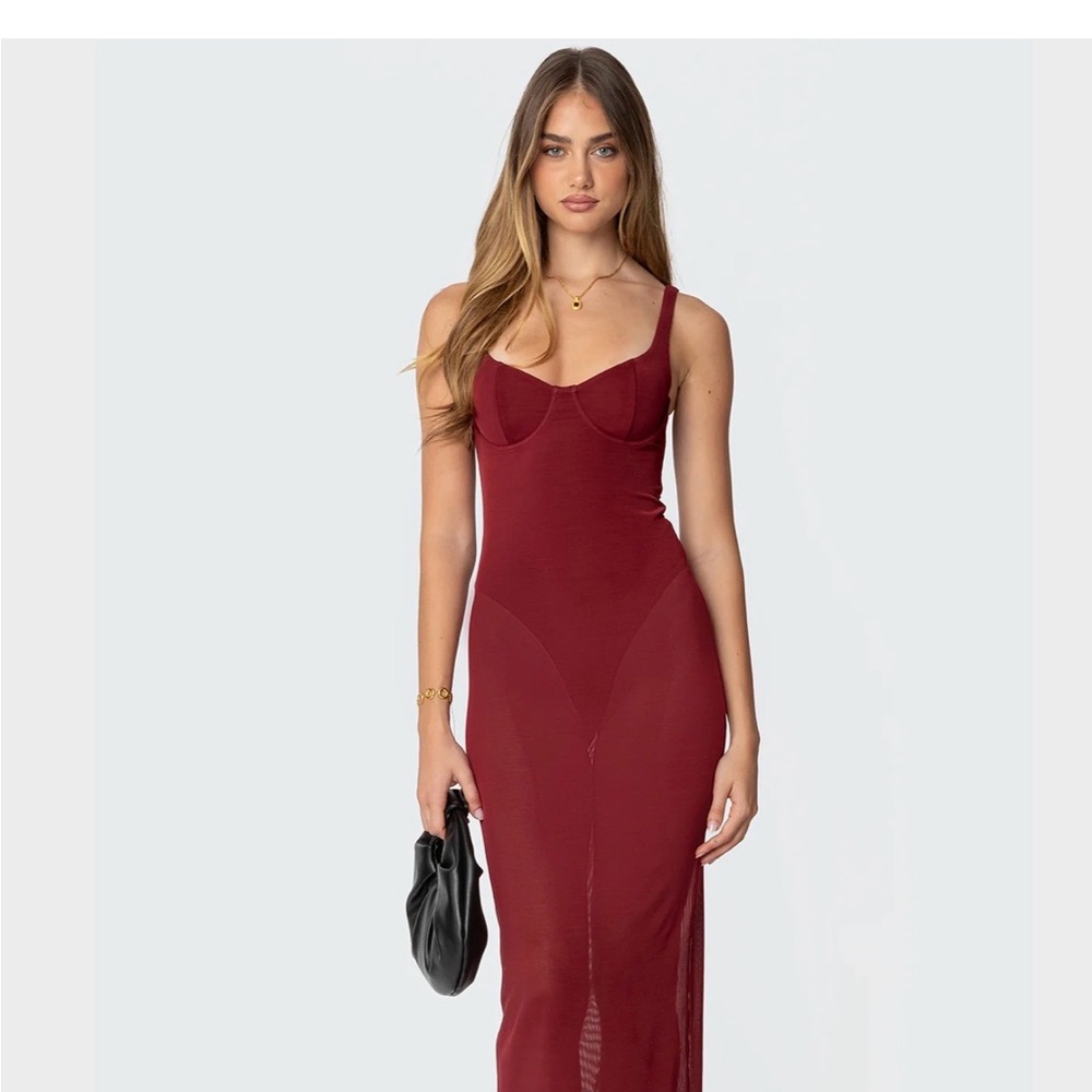 Edikted Burgundy Maxi Dress